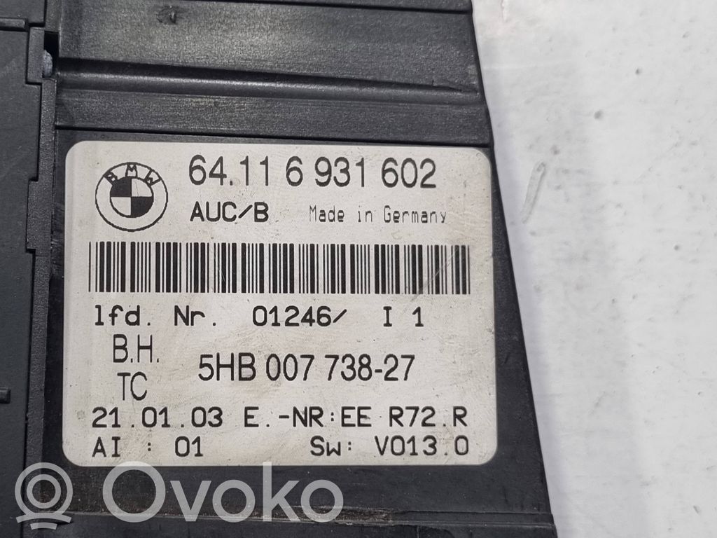 Gaisa kondicioniera / klimata kontroles / salona apsildes vadības bloks (salonā)