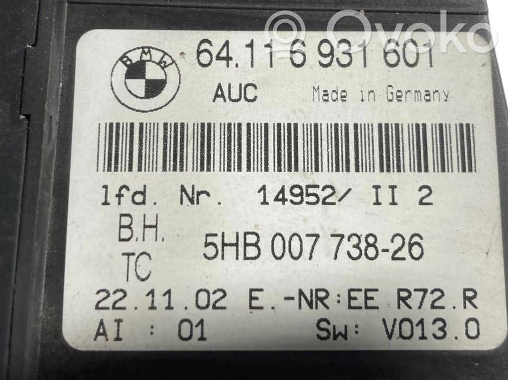 Air conditioning / climate control / interior heating control unit (in the passenger compartment)