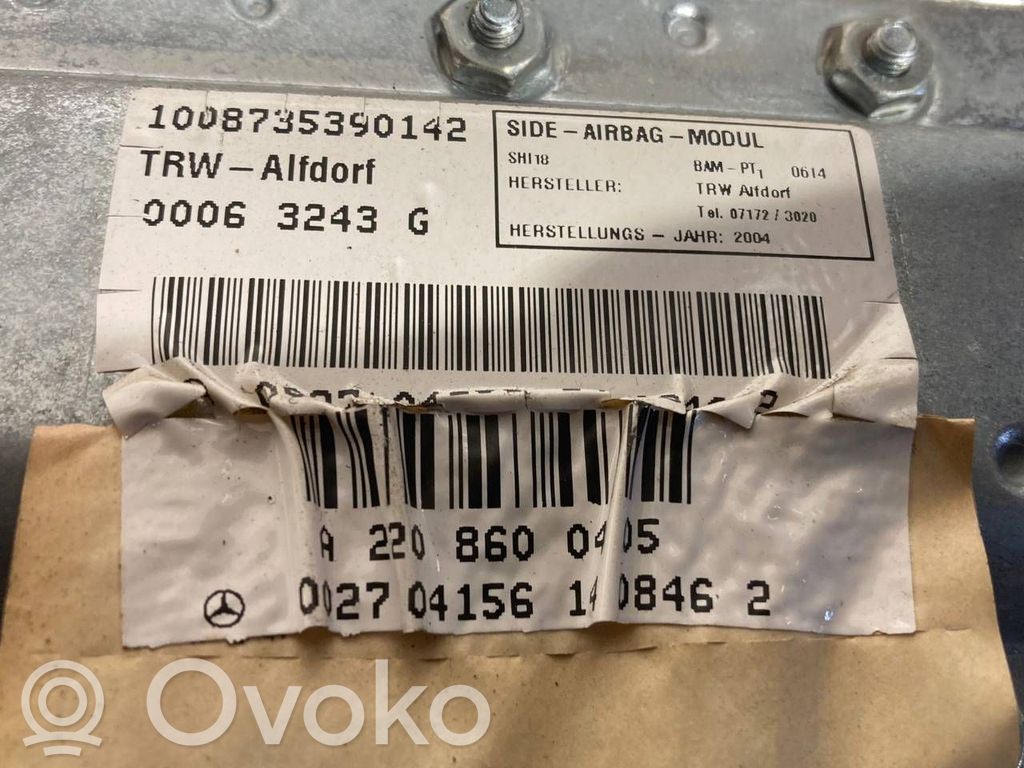 Priekšējo durvju drošības spilvens