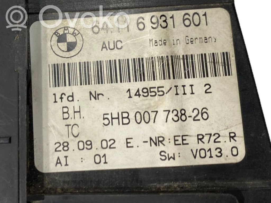 Gaisa kondicioniera / klimata kontroles / salona apsildes vadības bloks (salonā)