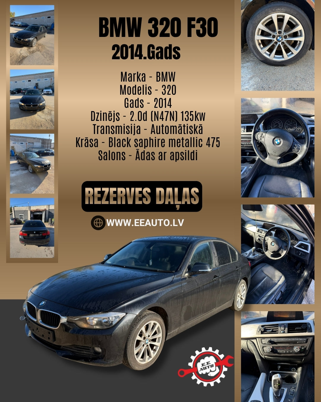 BMW 320d F30 2014- atsarginės dalys