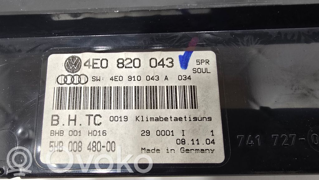 Gaisa kondicioniera / klimata kontroles / salona apsildes vadības bloks (salonā)