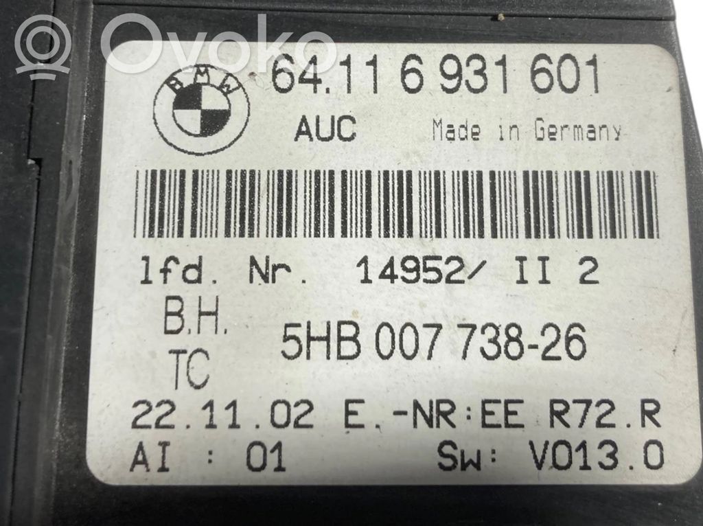 Gaisa kondicioniera / klimata kontroles / salona apsildes vadības bloks (salonā)