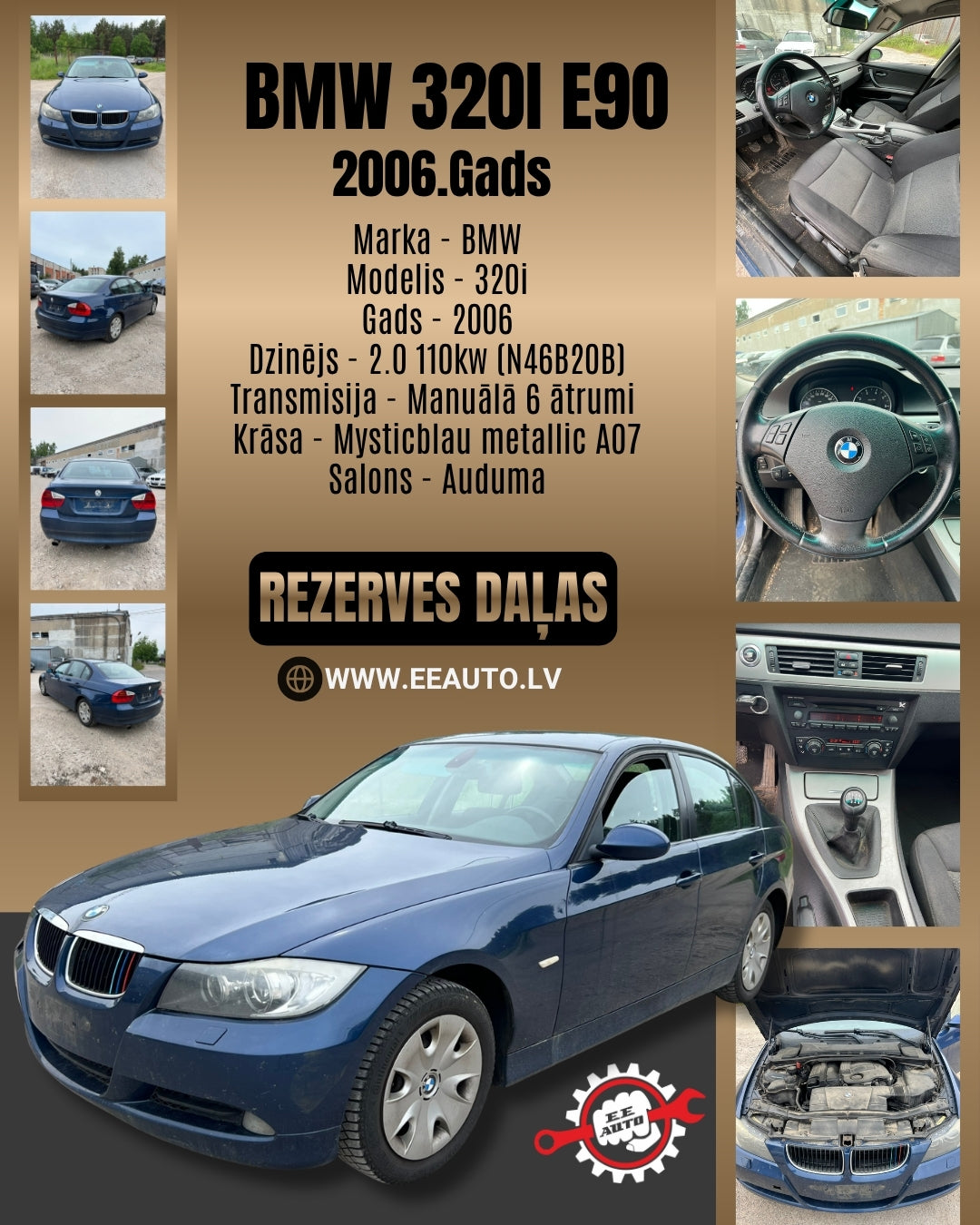 BMW 320i E90 2006 - atsarginės dalys 